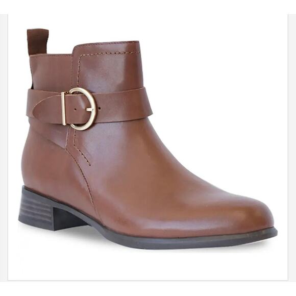 Munro Chestnut Brown Cuero Leather Ankle Boots 9 New - Picture 2 of 12